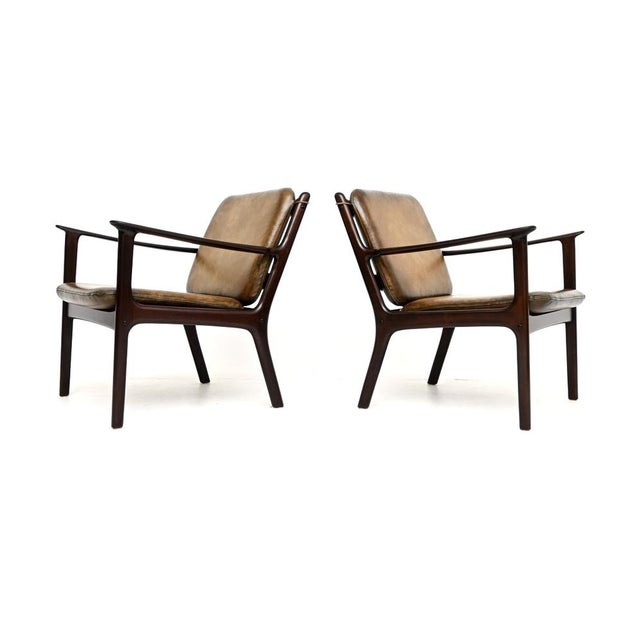 Vintage Danish Leather Armchairs from Ole Wanscher, 1960s, Set of 2 For Sale - Image 4 of 10