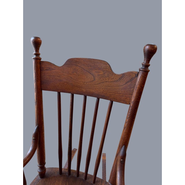 Antique Early American Oak Windsor Children’s Rocker For Sale - Image 4 of 11