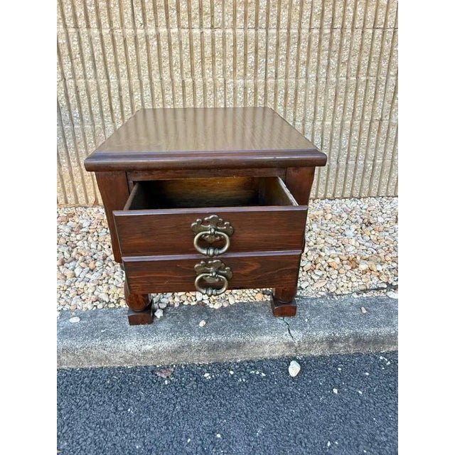 Vintage Rustic Style Dark Stained Finish Side Table For Sale - Image 9 of 15