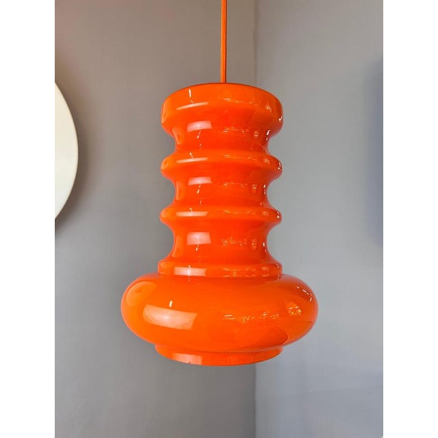 Hanging Lamp in Orange Glass For Sale - Image 3 of 11