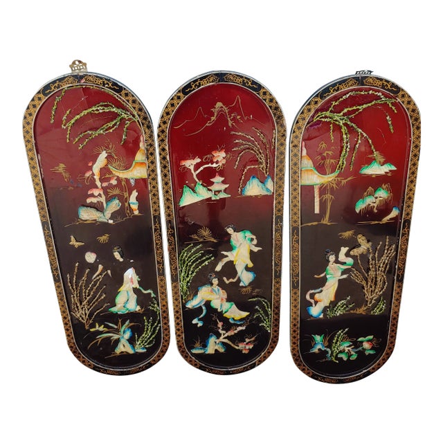 Asian Oriental Wall Plaques Set of 3 Chairish