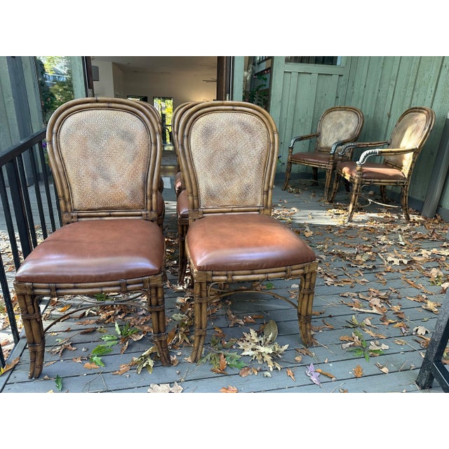 1980s Bamboo Wicker Dining Chairs - Buy How Many You Need Up to 8 For Sale - Image 4 of 8