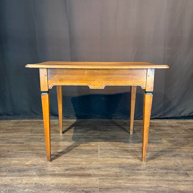 Antique French Neoclassical Fruitwood Side Table or Desk With Drawer For Sale - Image 10 of 12