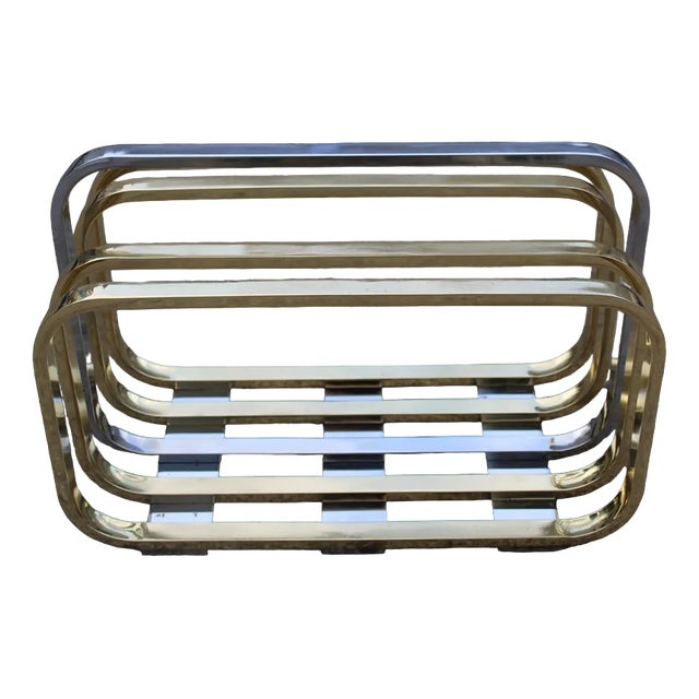 Magazine Rack in Brass from Metalarte, 1970 For Sale