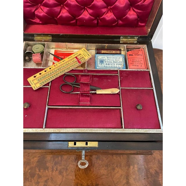 Antique Victorian Figured Walnut Sewing Box, 1860s For Sale - Image 4 of 13