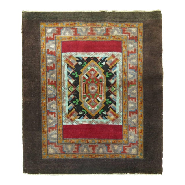 Early 21st Century Square Size Turkish Throw Rug - 3'1" x 3'5" For Sale