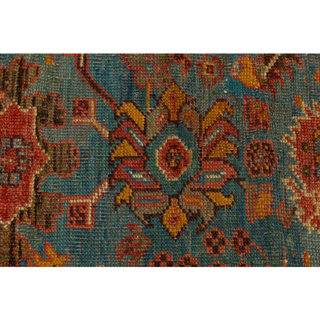 Antique Turkish Oushak Rug - Large Hand-Knotted With Muted Teal & Earth Tones For Sale In New York - Image 6 of 11