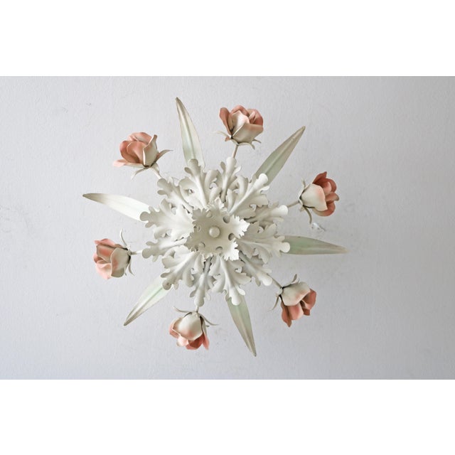 Florentine Ceiling Light with Roses, 1970s For Sale - Image 3 of 7