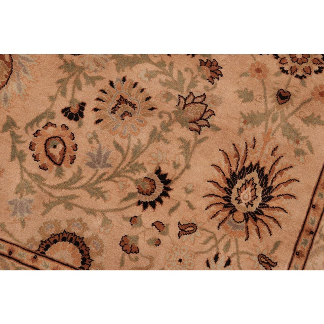 Art Nouveau Boho Chic 1990's Tan/Green Wool Rug - 6'2'' X 8'11'' For Sale - Image 3 of 9