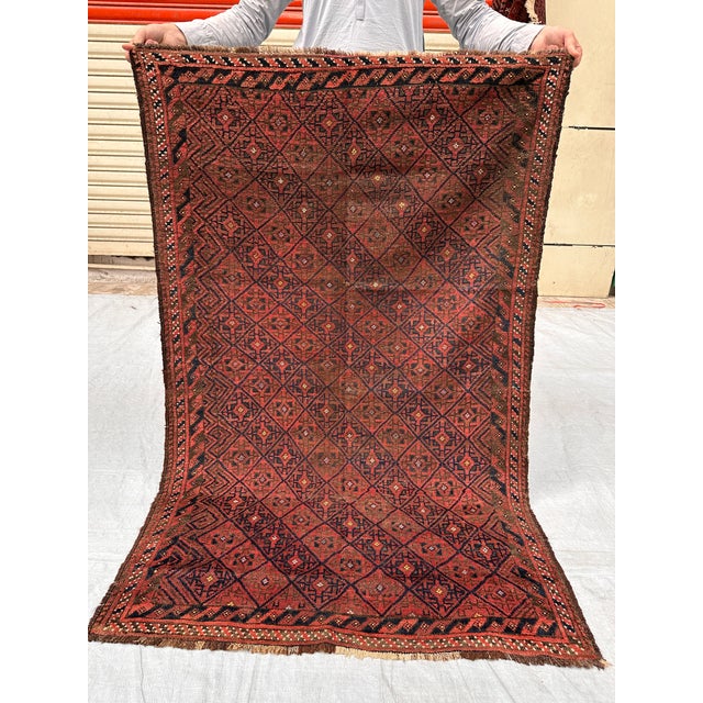Gemstone Antique Yomut Turkmen Diamond Lattice Tribal Rug - 4'10" X 3'1" For Sale - Image 7 of 9