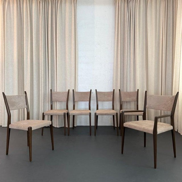 This exceptional set of six Mid-Century Modern dining chairs was designed by Paul McCobb for Calvin Furniture. The set...