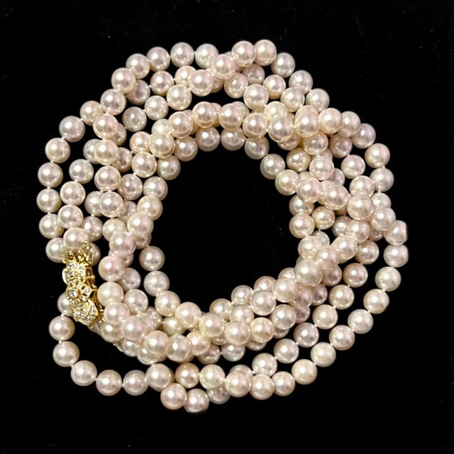 Fine Quality Akoya Pearl Diamond Necklace 32-34" 14k Y Gold 8 mm Certified $14,750 221272 This is a Unique Custom Made...