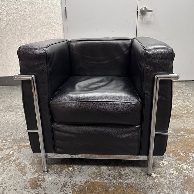 Modern Le Corbusier Style Cube Lounge Chair For Sale - Image 3 of 12