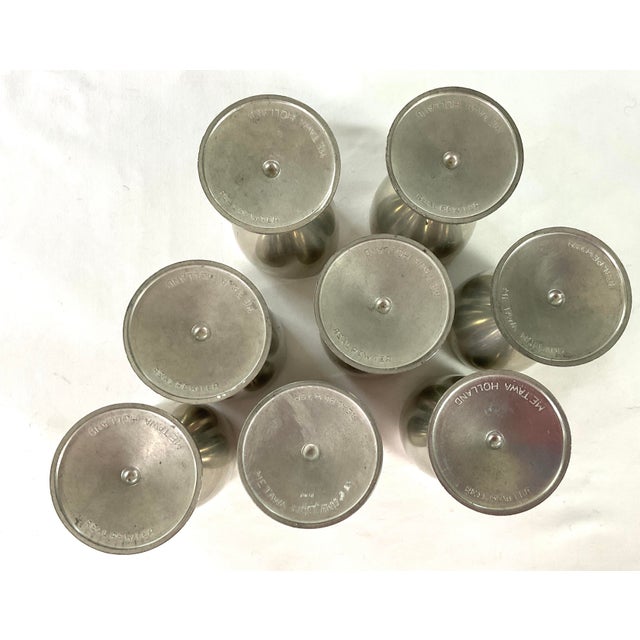 Mid 20th Century Metewa, Holland, Mid-Century Modern ,Real Pewter – 4 Ounce Wines - Set of Eight For Sale - Image 6 of 8