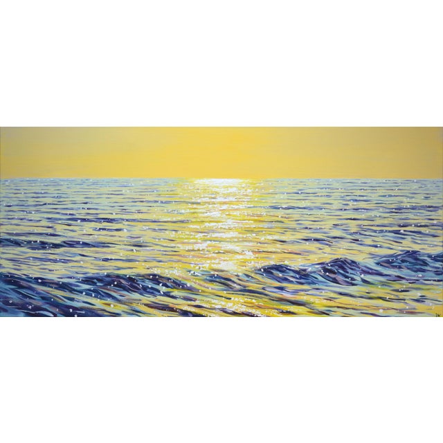 Early 21st Century Warm Ocean Evening.Modern Original Hand Painting. For Sale