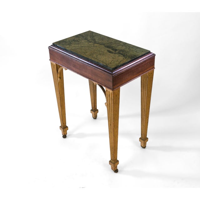 Small Early 19th Century Green Alps Marble, Mahogany and Gilt Console Table, in Good conditions. Designed before 1890