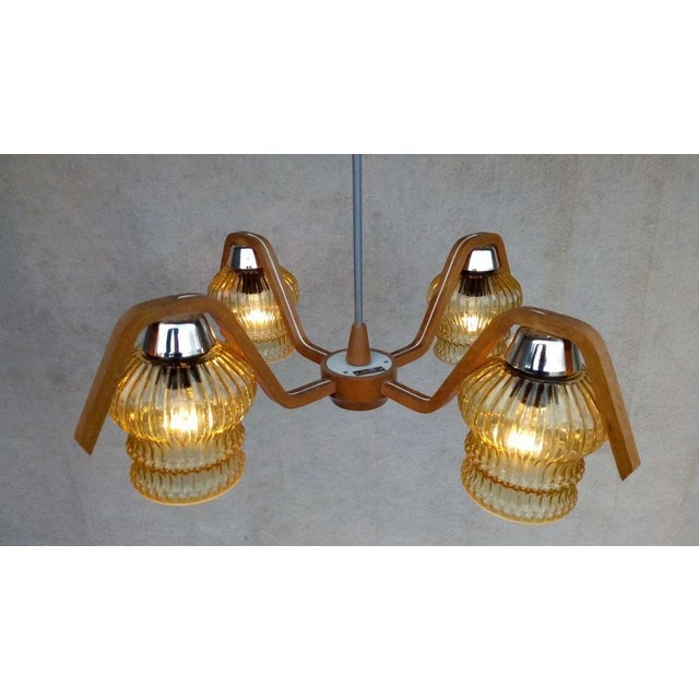 Vintage Chandelier by Drevo Humpolec for Inva Litomerice, 1970s For Sale - Image 12 of 12