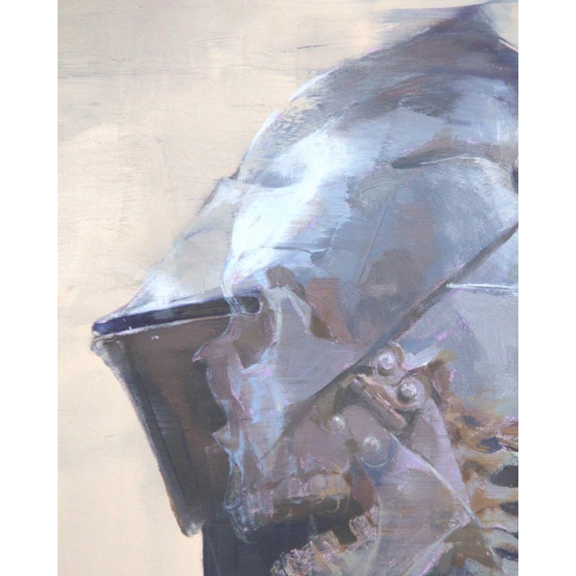 Don't Panic by Elena Burykina | Oil on panel Painting of a skull in a helmet. For Sale - Image 4 of 5