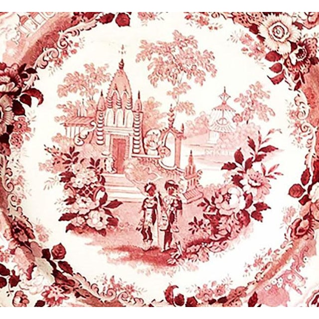 William Adams and Company Antique William Adams & Sons Staffordshire Red Transferware Dinner Plate For Sale - Image 4 of 5