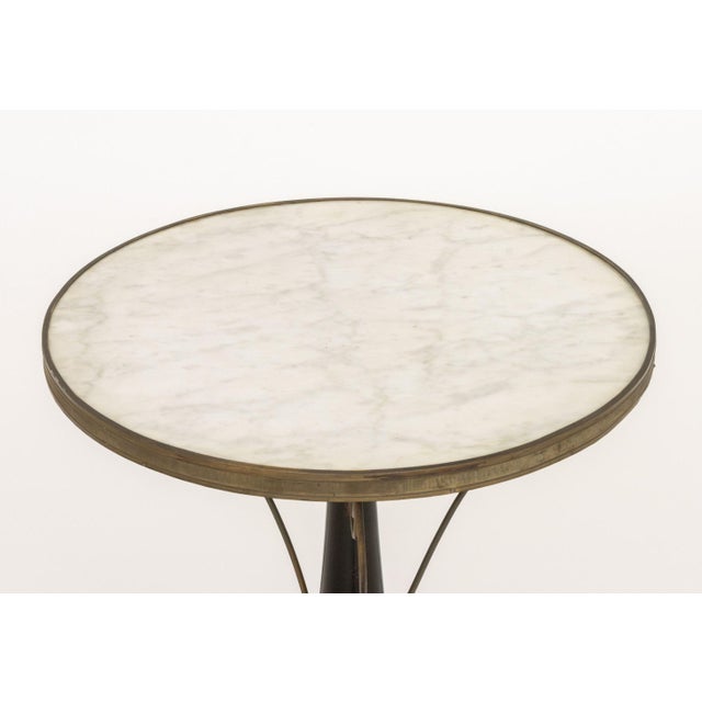 French French White Marble Top and Ebonized Wood Gueridon For Sale - Image 3 of 5