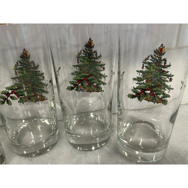 Green Vintage Spode Christmas Tree Tumbler Glasses- Set of 4 For Sale - Image 8 of 11