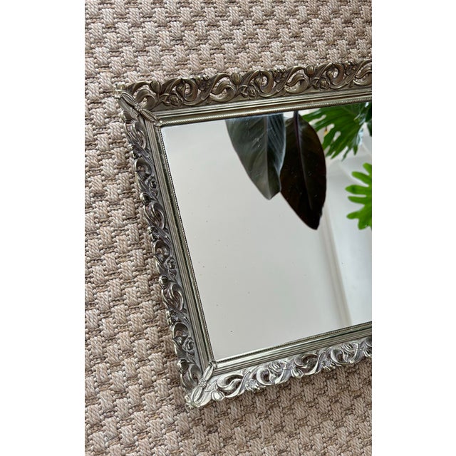 Rococo Late 20th Century Silver Plated Mirrored Tray For Sale - Image 3 of 8