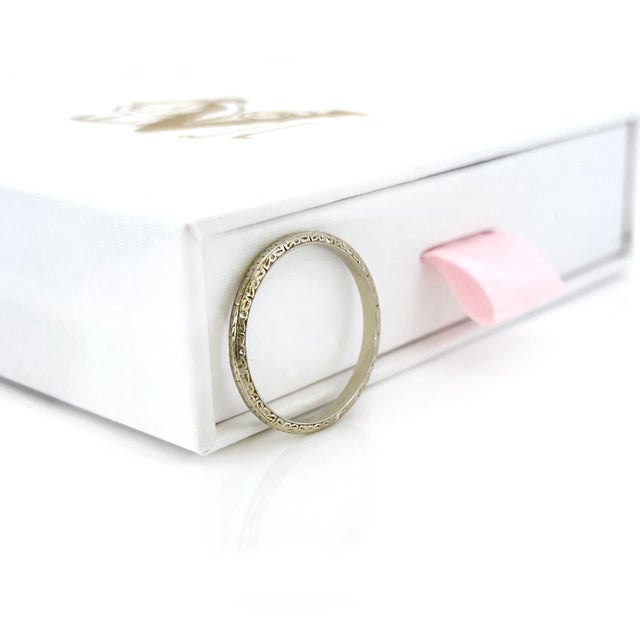 Metal Art Deco Wedding Band, a.m.l. To r.g.p 1929, Size 9.75 For Sale - Image 7 of 10