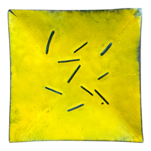 Mid 20th Century Yellow Enamel on Copper Mini Pin Tray
