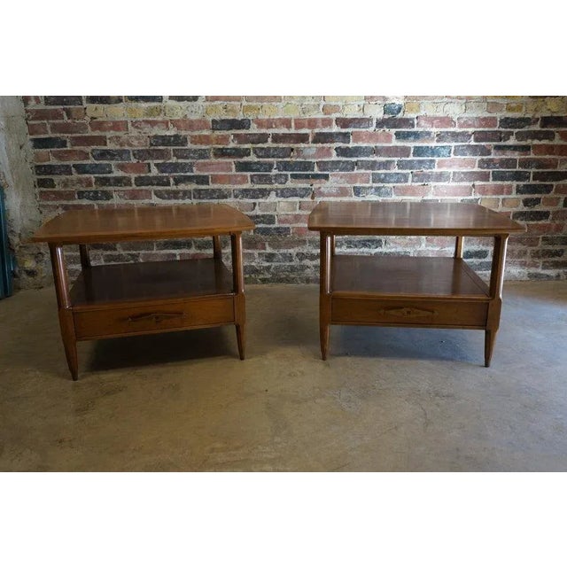 Pair of Mid Century Tomlinson Sophisticates End Tables With Drawer For Sale - Image 9 of 9