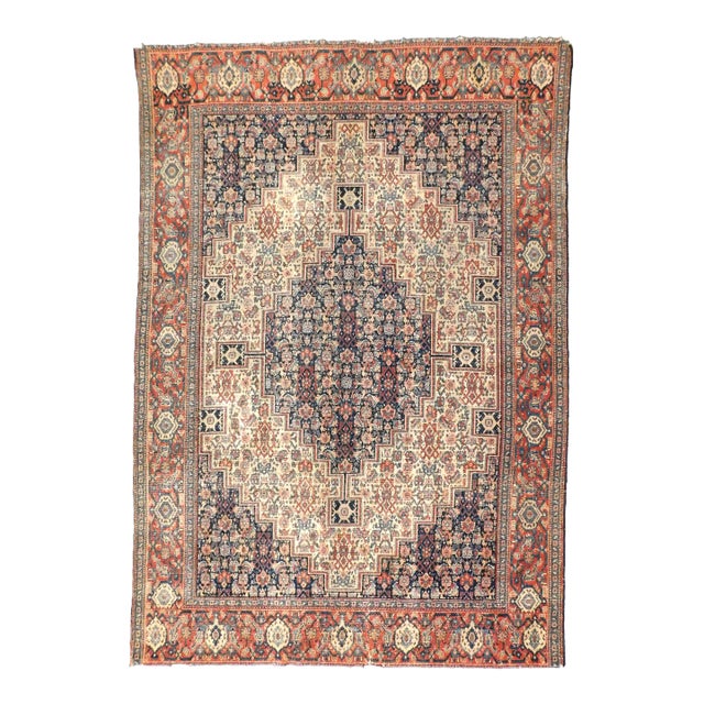 Antique Hand Knotted Persian Senneh Area Rug - 4'2"x 6'2" For Sale