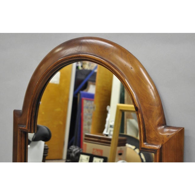 Wood Vintage French Country Style Solid Pine Wood Sculpted Arch Wall Mirror For Sale - Image 7 of 10