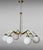 Mid-Century Modern Mid 20th Century Stilnovo Style Italian Brass Six-Light Chandelier With Opaline Glass Globes For Sale - Image 3 of 18
