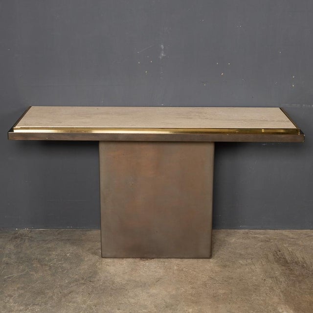 A stunning mid 20th Century Belgian made console table. This table has been crafted out of bronze, brass and marble. The...