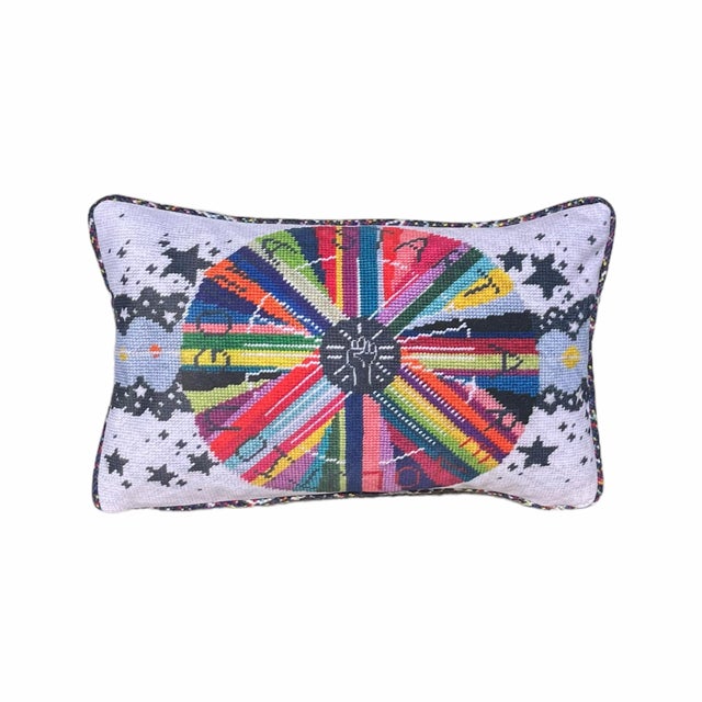 Velvet "Gonna Start a Revolution" Feather Down Pillow, Custom, Original For Sale - Image 4 of 7