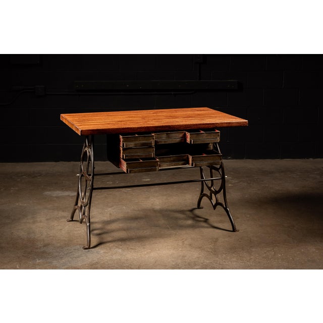 Early 20th Century Antique Butcher Block Kitchen Island For Sale - Image 5 of 9