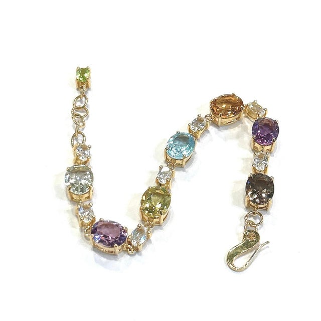 Bochic “Capri” Peridot & Multi Color Gem Bracelet Set In 18K Gold & Silver For Sale - Image 11 of 12