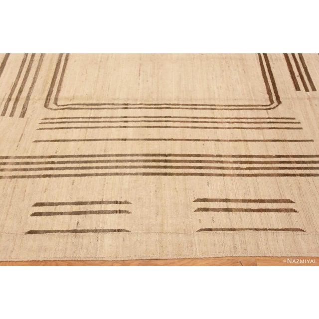 2020s Ivory Cream and Brown Geometric Square Pattern Modern Room Size Rug For Sale - Image 5 of 6