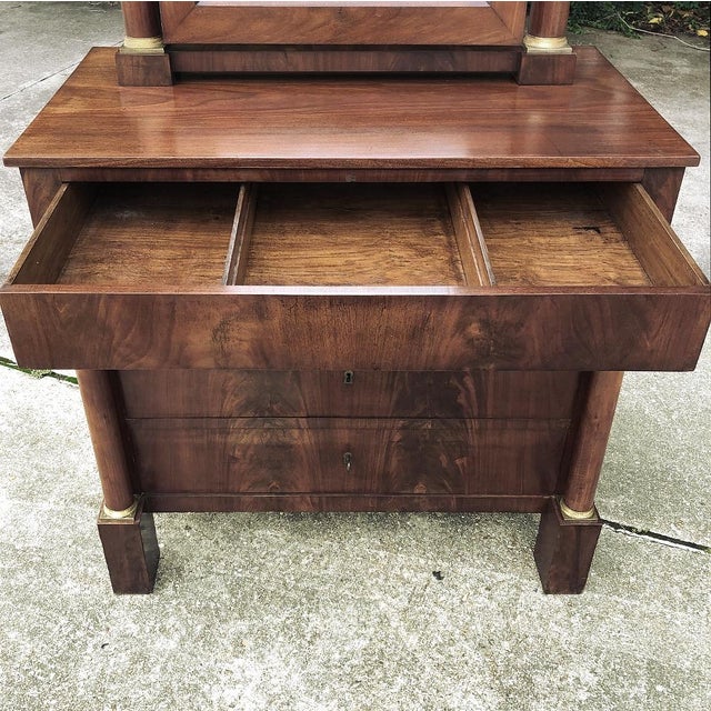 19th Century French Empire Period Mahogany Chest of Drawers With Mirror For Sale - Image 9 of 16
