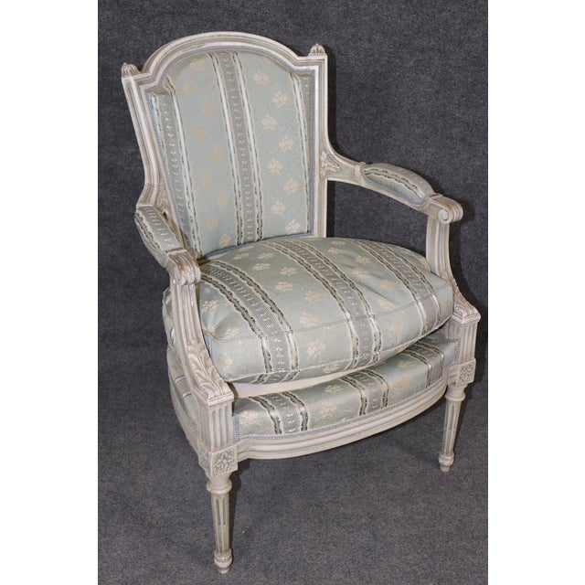 Pair of Antique Louis XVI Style Paint Decorated Arm Chairs by Maison Jansen For Sale - Image 17 of 17
