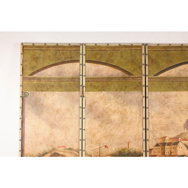 Vintage Four-Panel Painted Screen Depicting Macau Harbor, 1855 For Sale - Image 14 of 17
