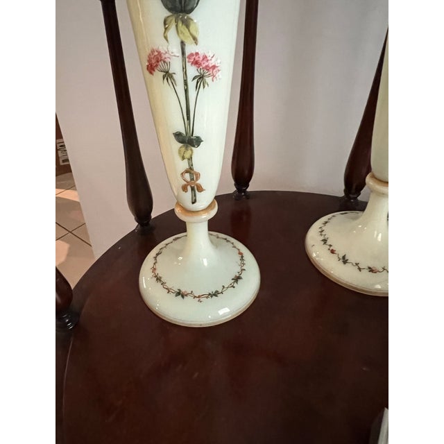 Art Nouveau 19th Century Louis XV Style Custard Glass Pair of Vases -2 For Sale - Image 3 of 10