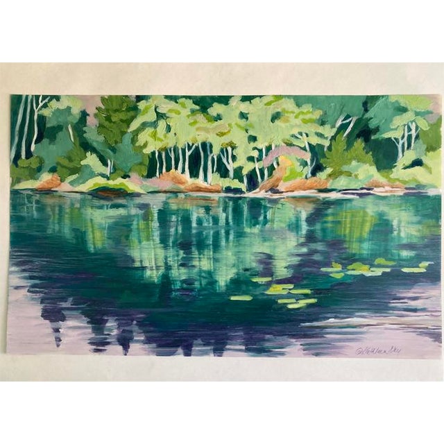 Contemporary August Lake, Original Oil Painting For Sale - Image 3 of 6