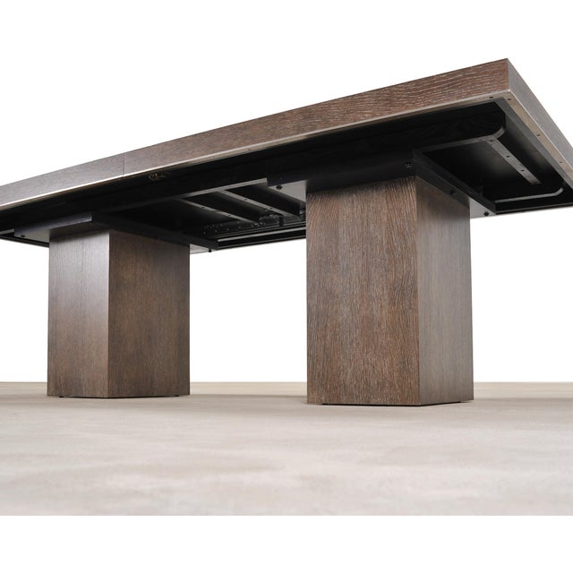 Bernhardt Linea Cerused Oak Modern Pedestal Dining Table 7.5 Ft For Sale - Image 16 of 17