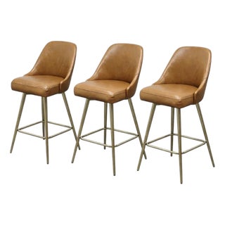 West Elm Mid Century Swivel Counter Stools, Set of Three For Sale