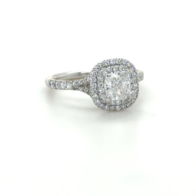 Tiffany and Co. Tiffany & Co. Soleste 1.00 CTTW Diamond Engagement Ring, Platinum, Size 6 For Sale - Image 4 of 9