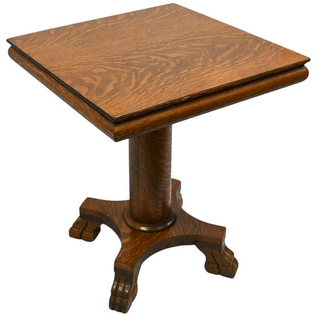 Victorian Antique 19th-Century Lion's Feet Oak Wood Table For Sale - Image 3 of 7