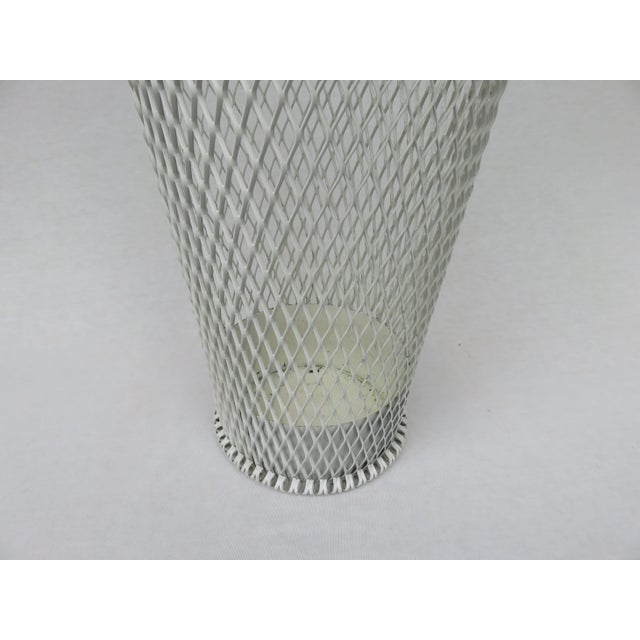 Metal Mid-Century White & Yellow Metal & Brass Umbrella Stand, Tray, & Jug , Set of 3 For Sale - Image 7 of 18