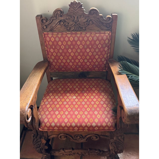 Late 19th Century A Spanish Colonial Revival Carved Hardwood Armchair. For Sale - Image 4 of 9