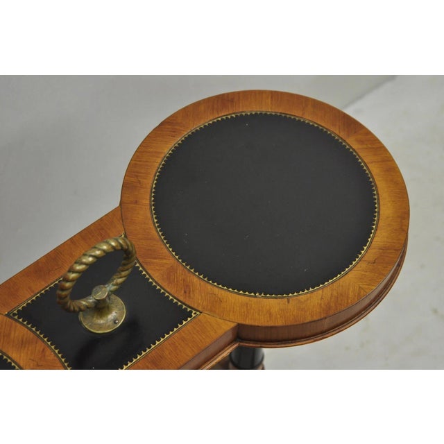 Vintage Weiman Heiroom French Empire Regency Style Black Leather Top Side Table For Sale - Image 9 of 17