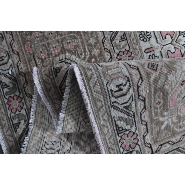 1960s Vintage Persian Handmade Wool Cotton Light Pink Area Rug For Sale - Image 11 of 11